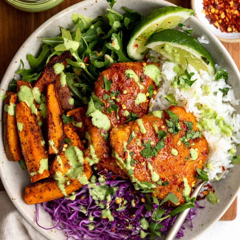 Crispy Hot Honey Chicken Bowls