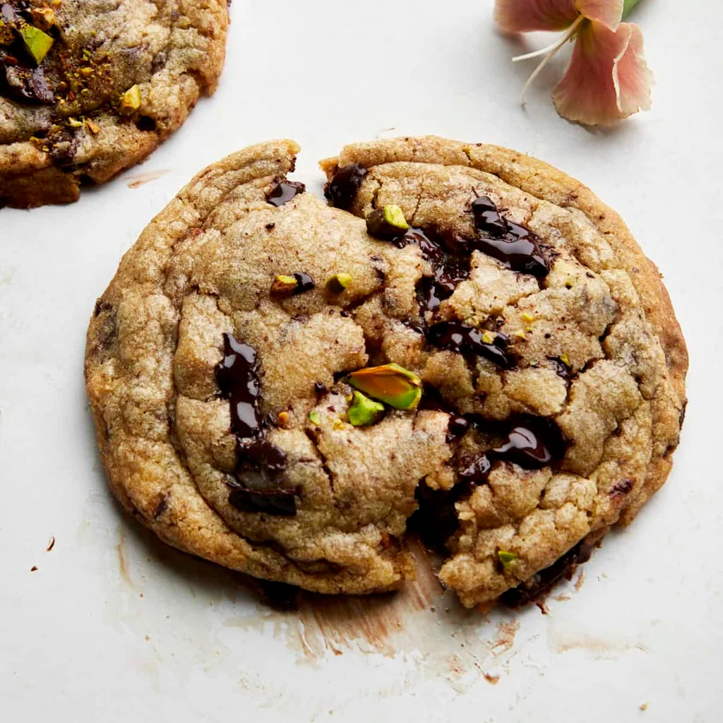 Brown Butter Pistachio Chocolate Chip Cookies